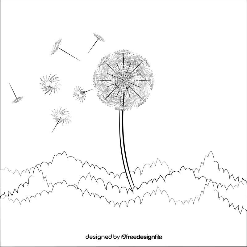 Dandelion black and white vector