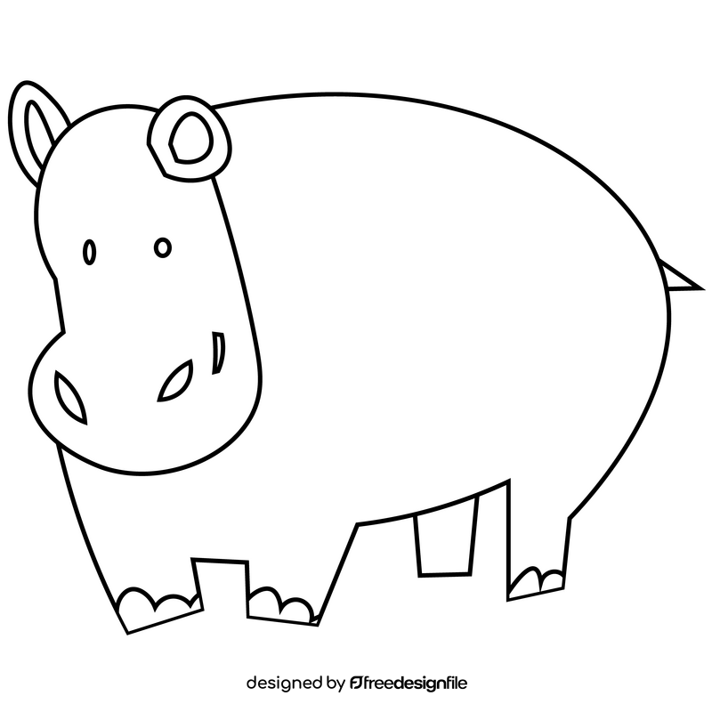 Hippopotamus black and white clipart