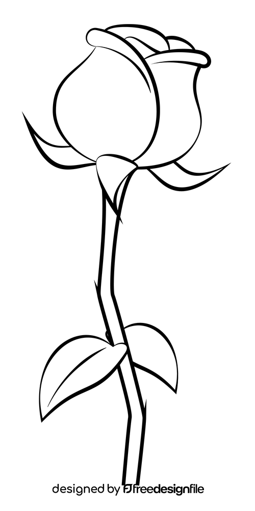 Rose drawing black and white clipart