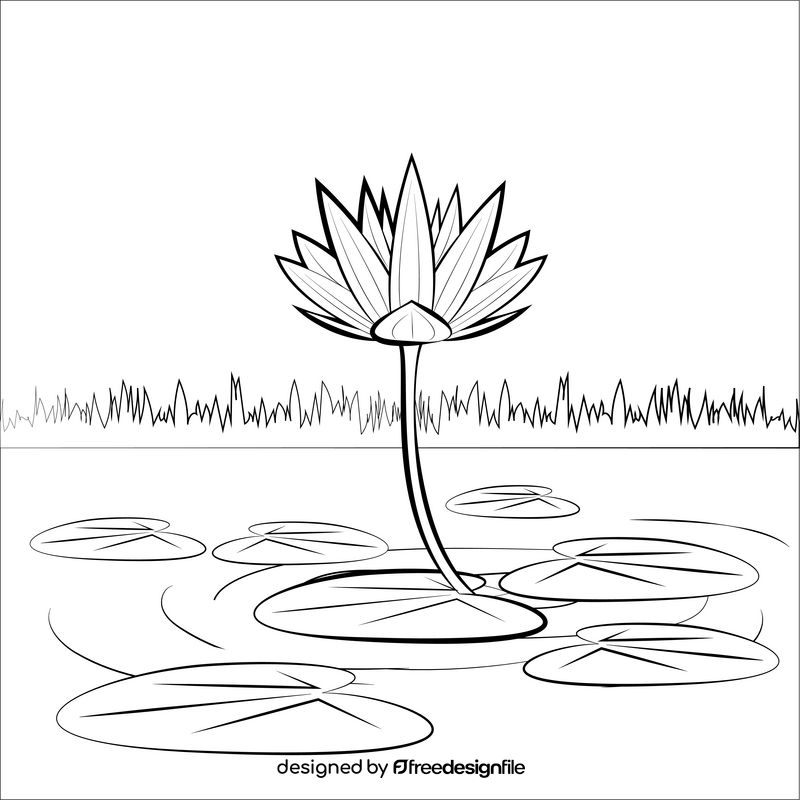Water lily black and white vector