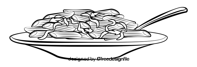 Pasta black and white clipart