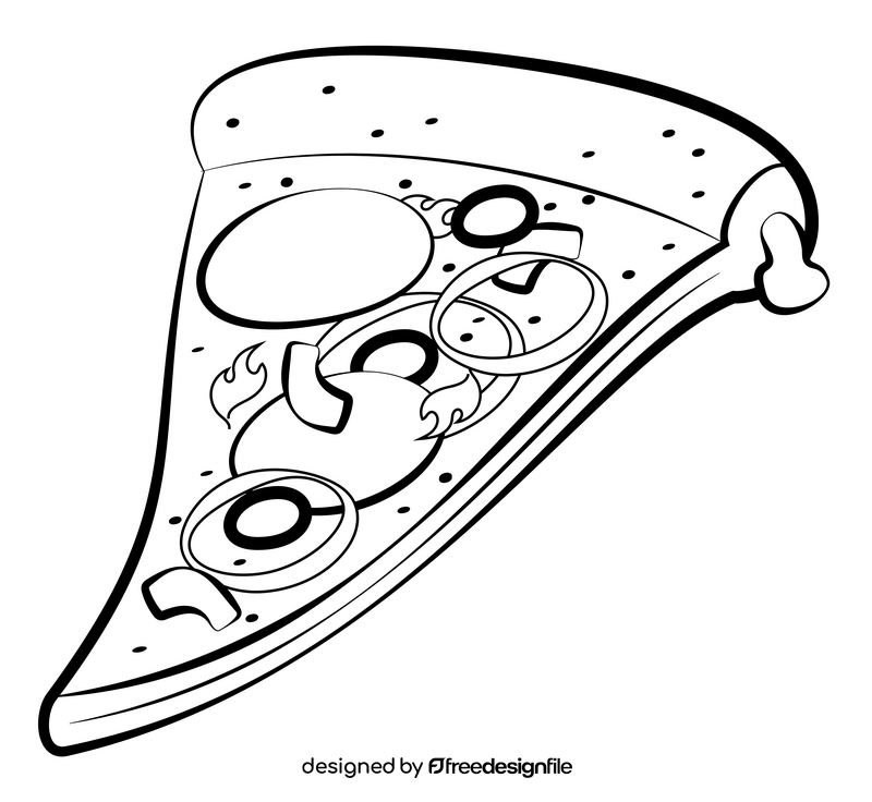 Pizza black and white clipart