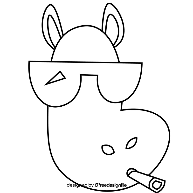 Cool hippo smoking black and white clipart