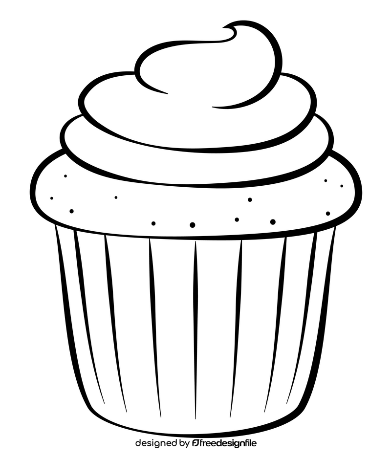 Cupcake black and white clipart