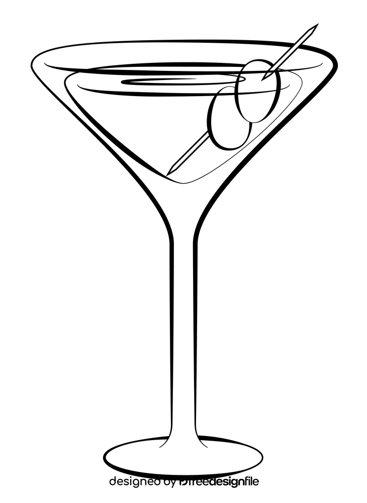 Martini black and white clipart