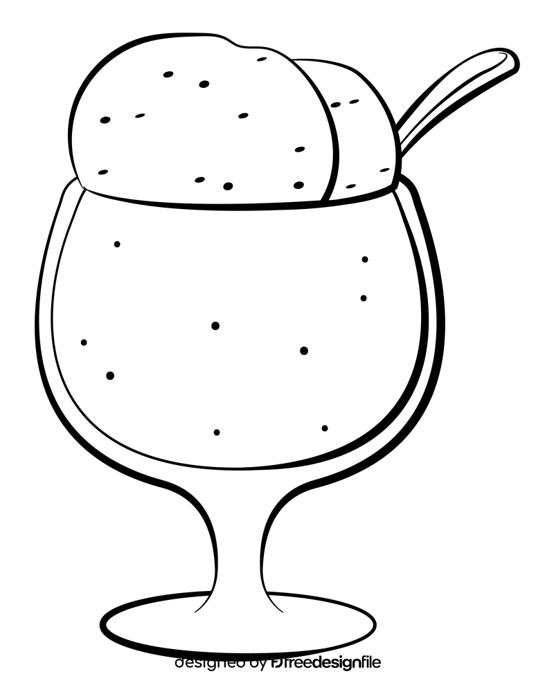 Ice cream cup black and white clipart