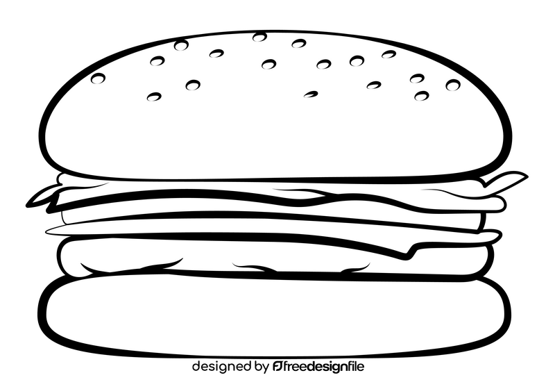 Burger black and white clipart