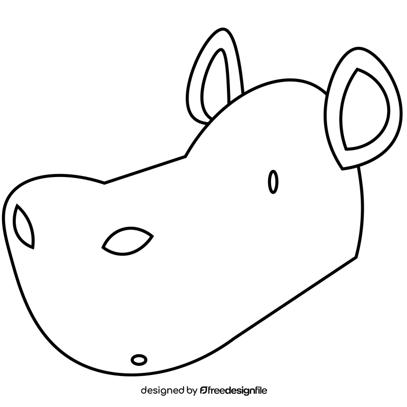 Hippopotamus suprised black and white clipart