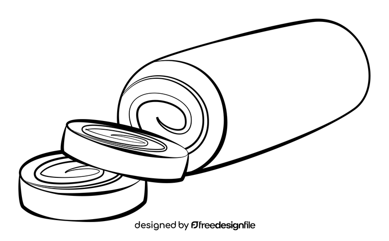 Roll cake black and white clipart