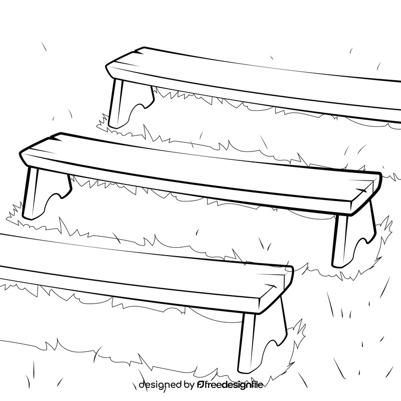 Backless bench black and white vector