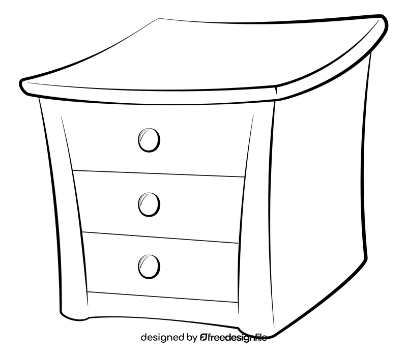 Bedside table drawing black and white clipart