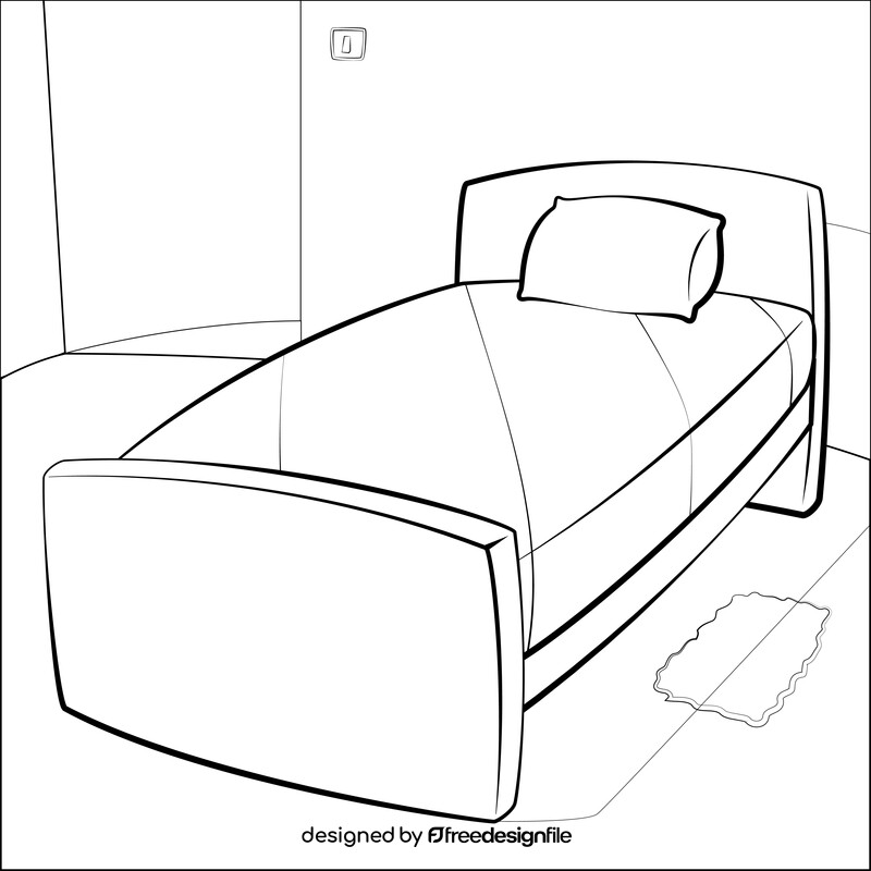 Twin bed black and white vector