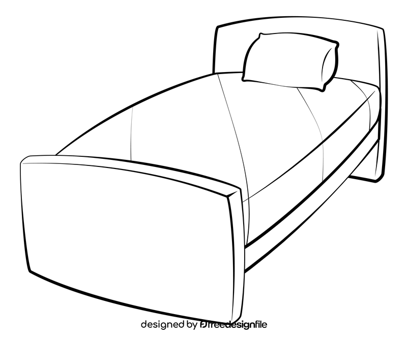 Twin bed drawing black and white clipart