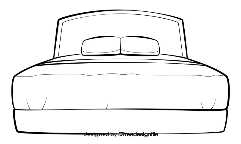 King size bed drawing black and white clipart