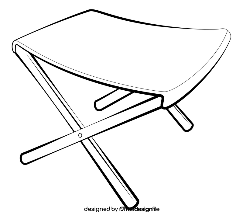 Folding chair drawing black and white clipart