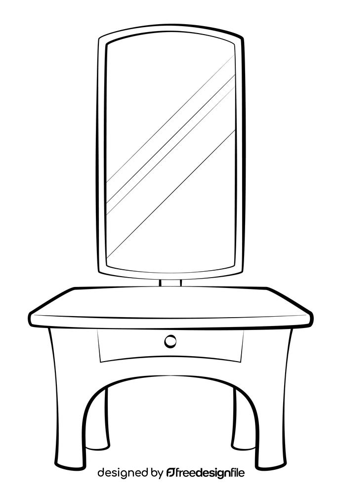 Dressing table drawing black and white clipart