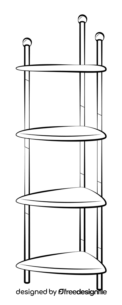 Shelf corner stand furniture drawing black and white clipart