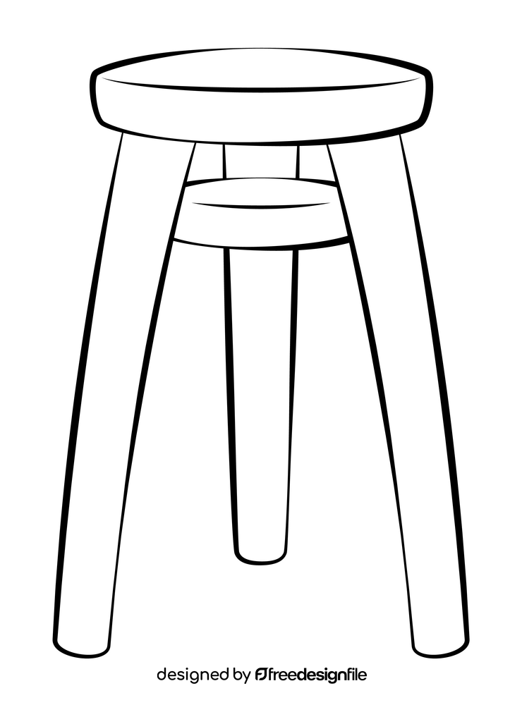 Stool drawing black and white clipart