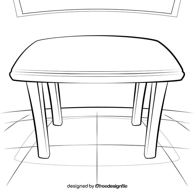 Square table black and white vector