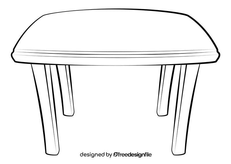 Square table drawing black and white clipart