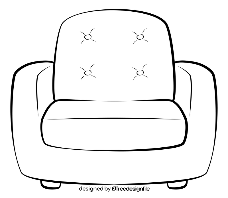 Sofa 1 seater drawing black and white clipart