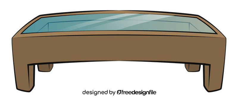 Glass table with wood base clipart