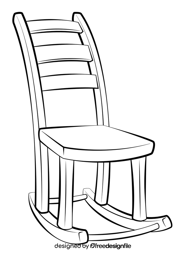 Rocking chair drawing black and white clipart