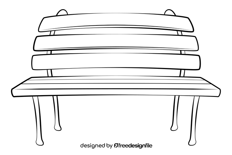 Park bench drawing black and white clipart