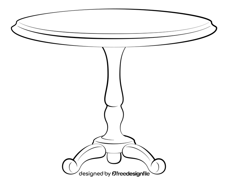 Round table drawing black and white clipart