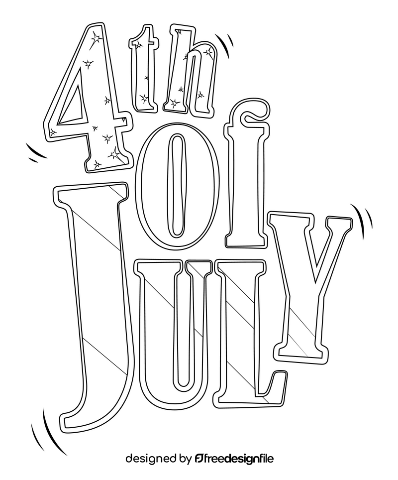 4th of July drawing black and white clipart