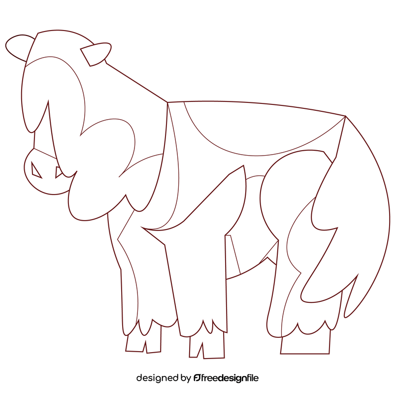 Horse fluffy black and white clipart