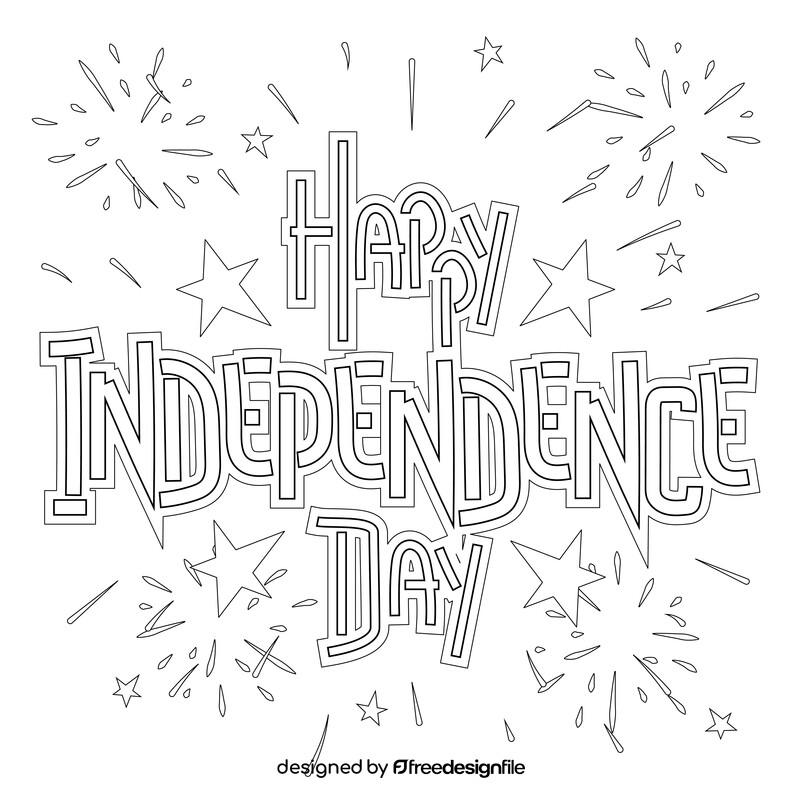 Happy Independence Day black and white vector