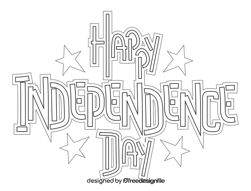 Happy Independence Day drawing black and white clipart