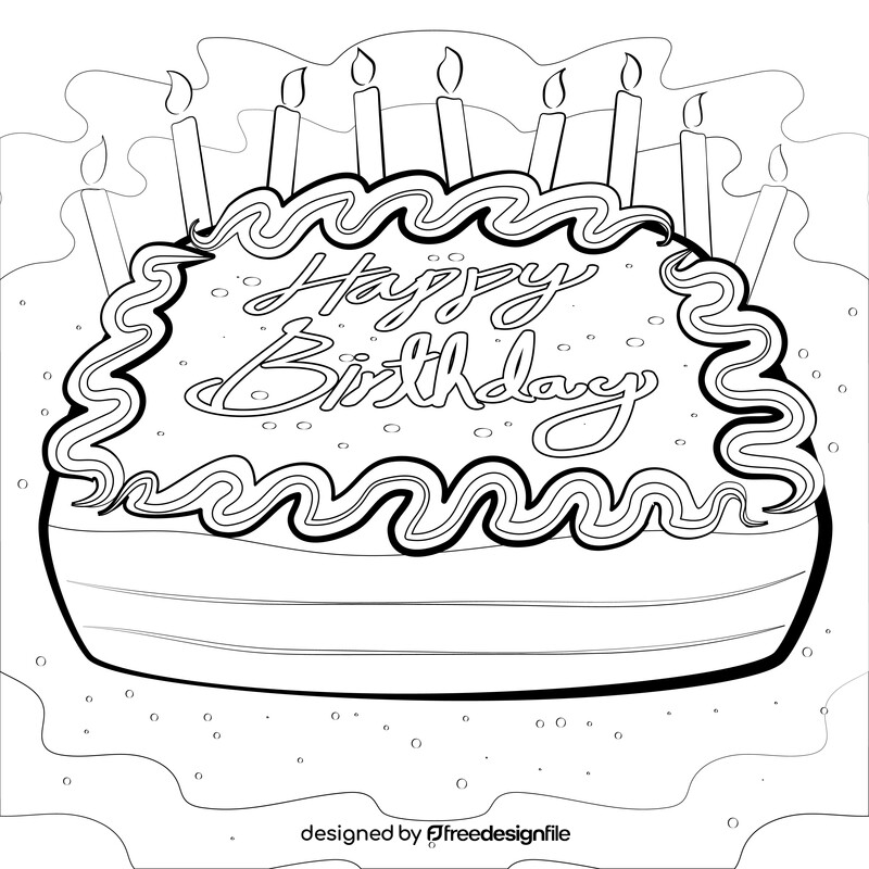 Happy birthday cake black and white vector free download