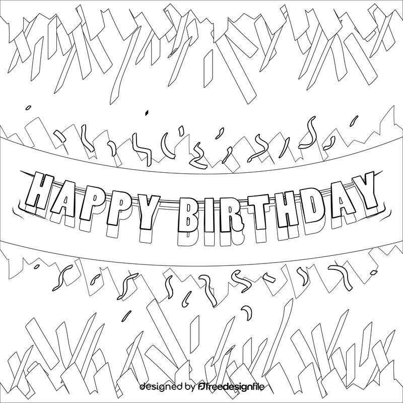 Happy birthday banner black and white vector