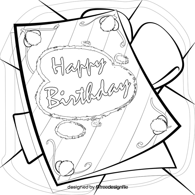 Birthday card black and white vector