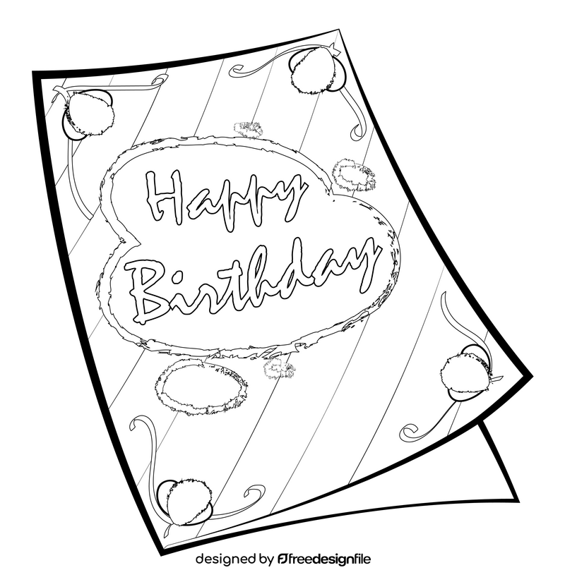 Birthday card drawing black and white clipart