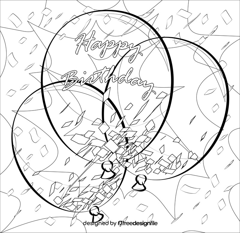 Birthday confetti balloons black and white vector