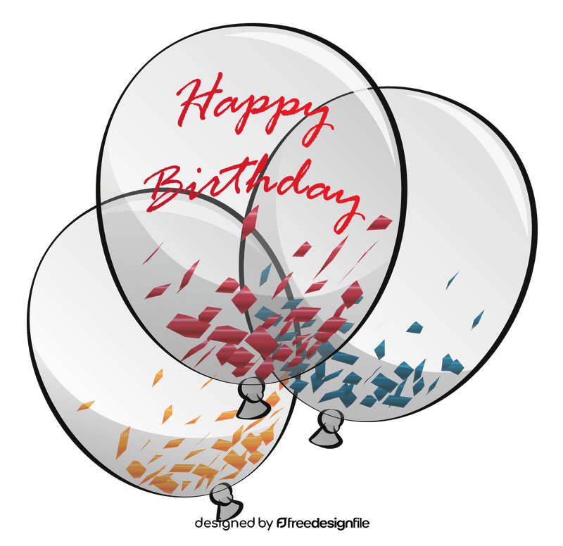 Birthday confetti balloons clipart