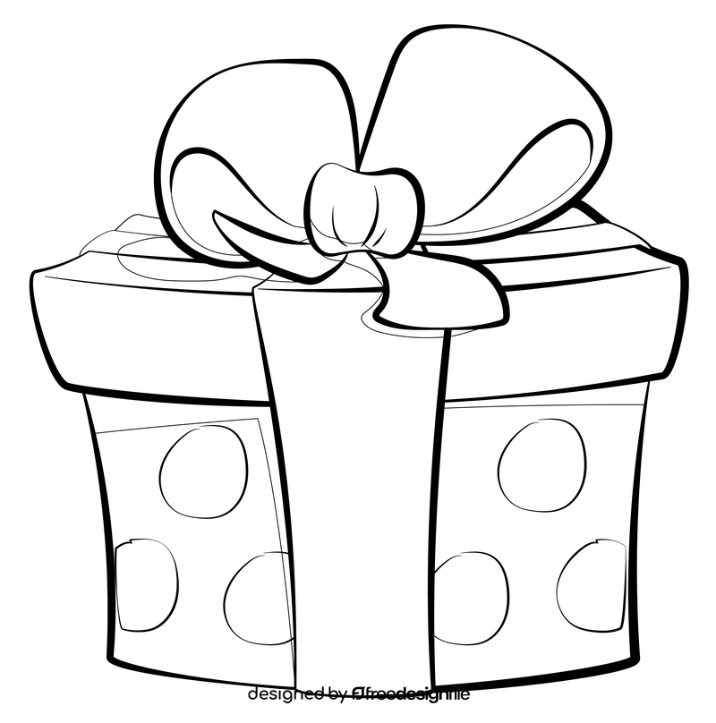 Birthday gift drawing black and white clipart