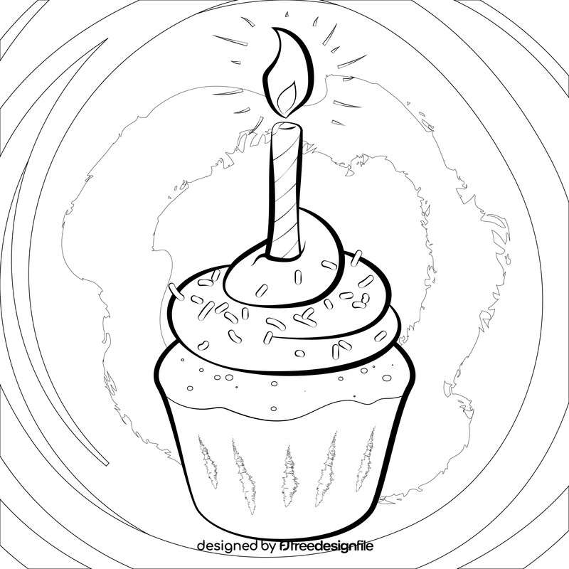 Birthday cupcake black and white vector