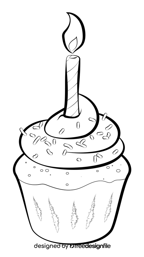 Birthday cupcake drawing black and white clipart free download