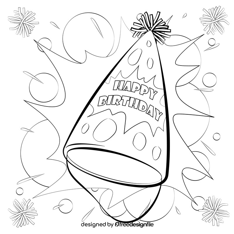 Birthday party hat black and white vector