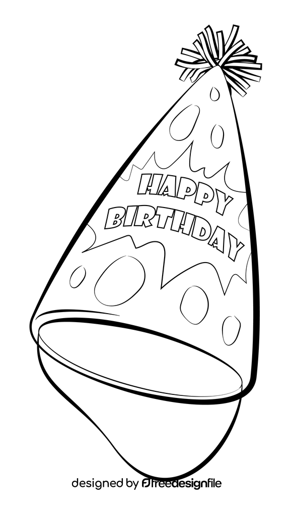 Birthday party hat drawing black and white clipart