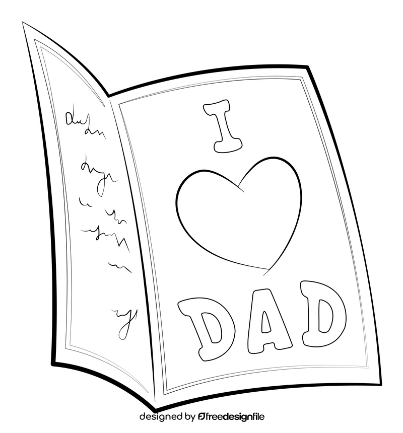 Fathers day card drawing black and white clipart