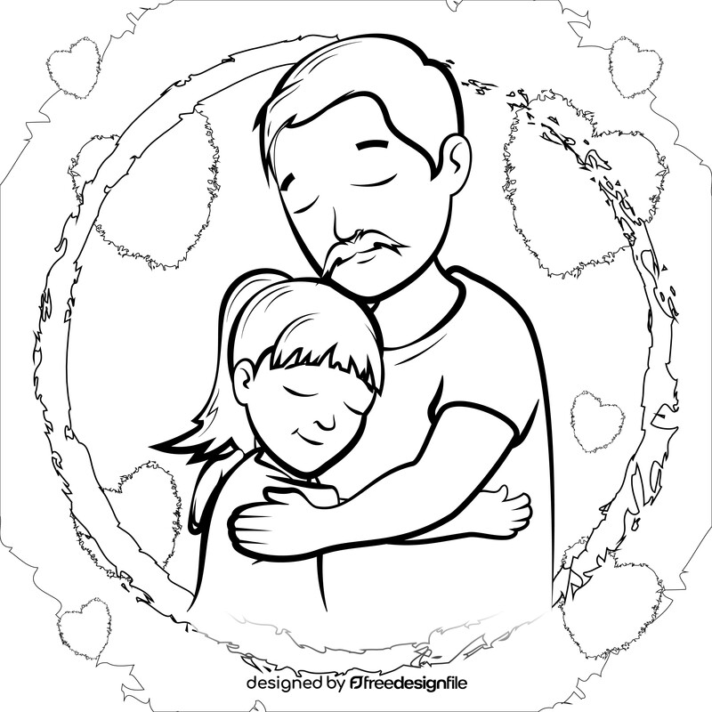 Hugging daddy on fathers day black and white vector