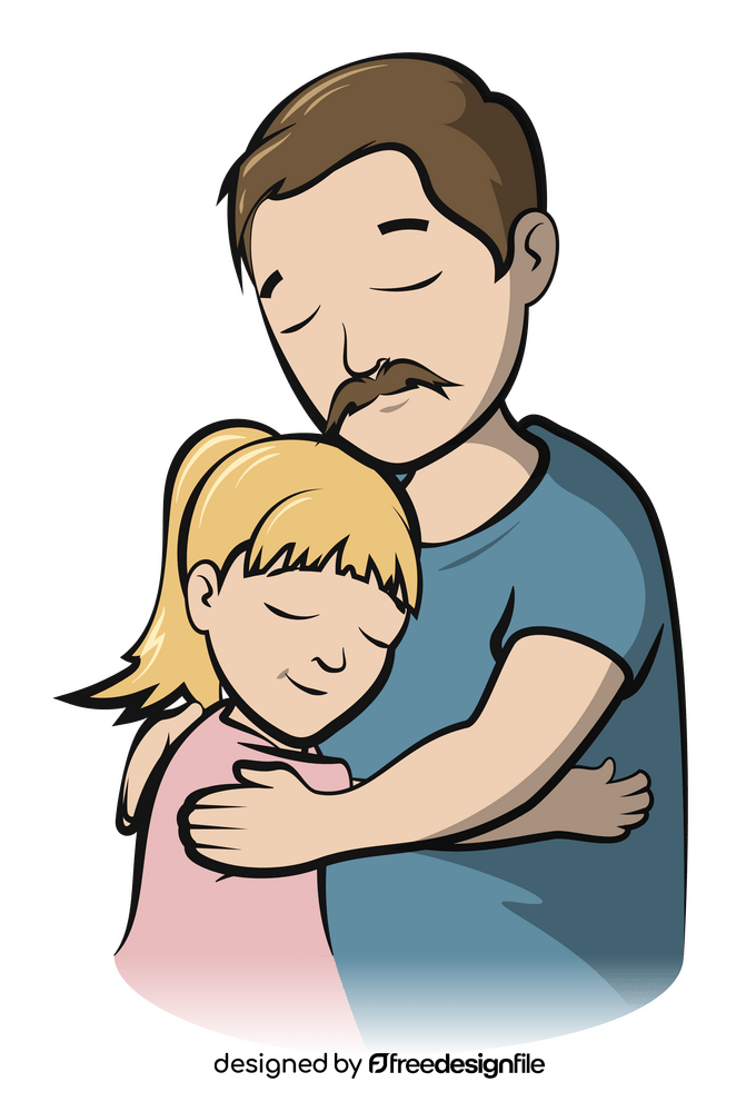 Hugging daddy on fathers day clipart