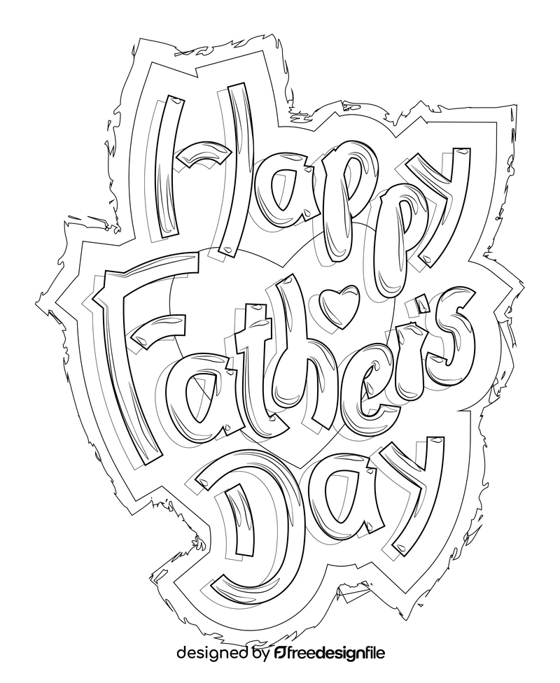 Happy fathers day drawing black and white clipart