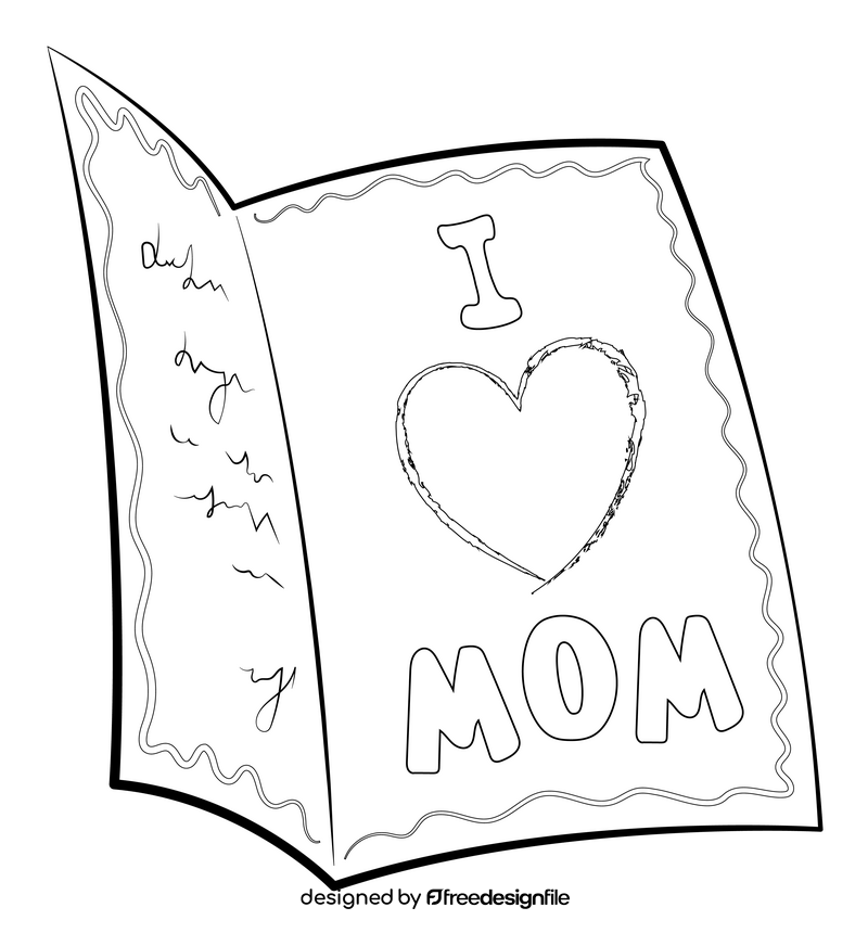 Mothers day card drawing black and white clipart