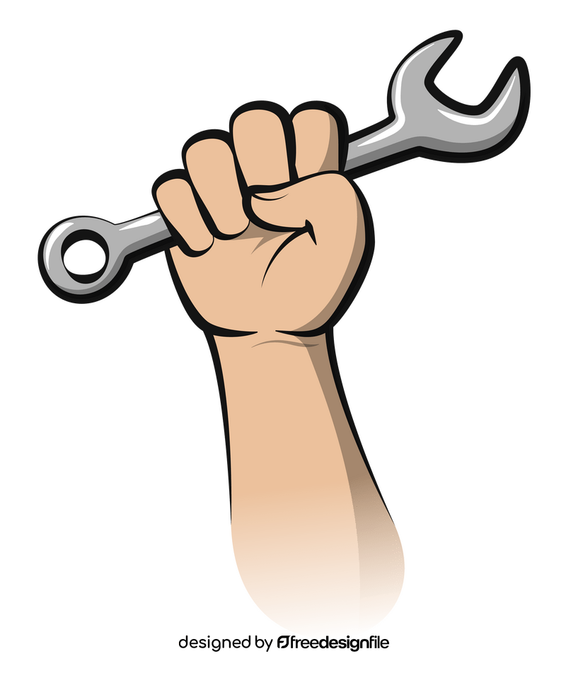 Hand holding wrench clipart